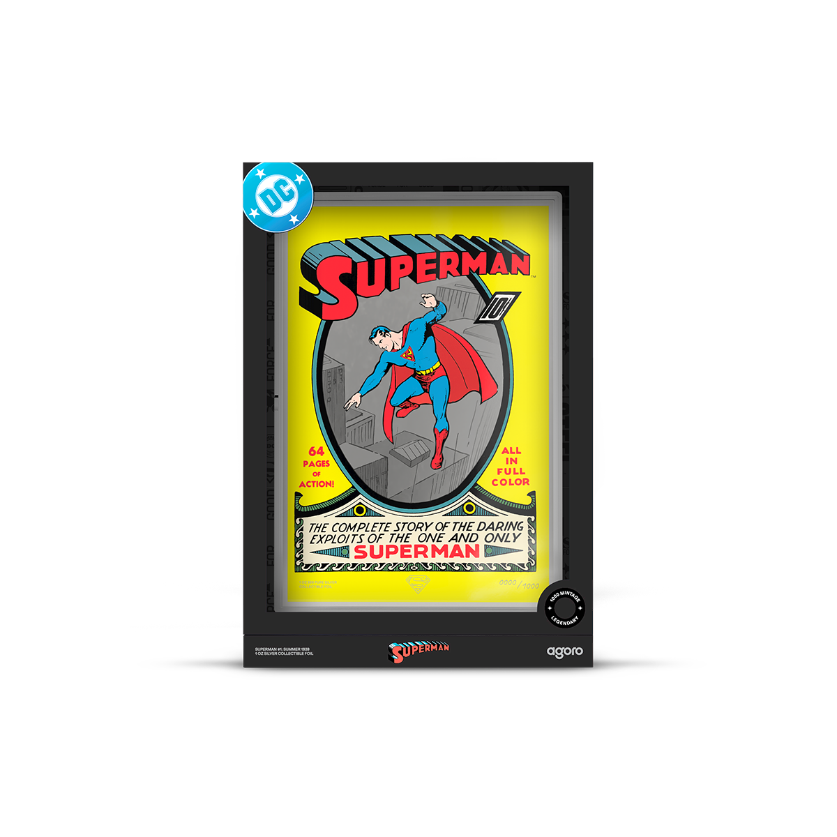AGORO - Warner Bros. - Superman Comic Covers - Superman #1: Summer 1939 Foil - 10 oz Silver Foil